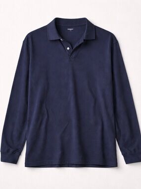 Lands' End Men's Long-Sleeve Navy Polo